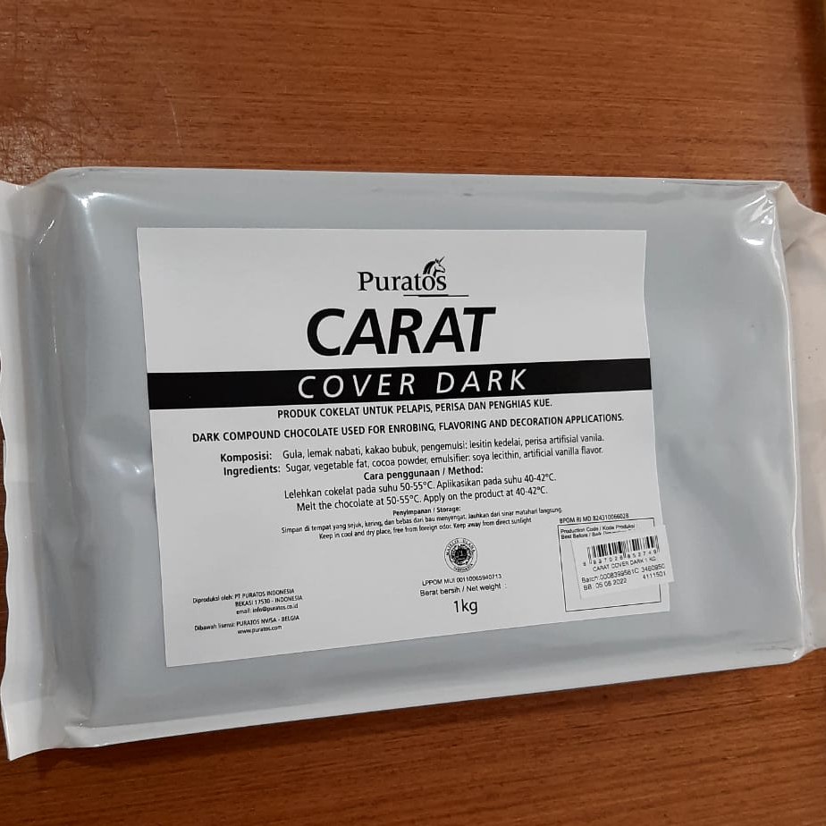 Coklat Puratos Carat Cover Dark 1 KG