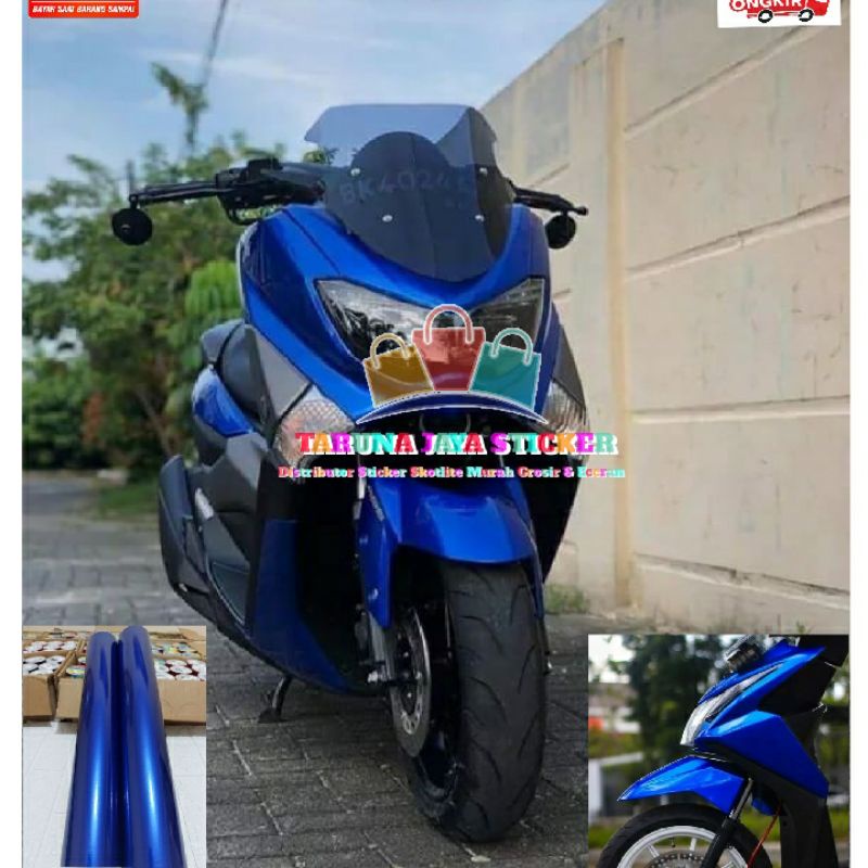 Stiker Skotlet Motor Candy Biru Tua Metalik Skotlet Metalik Biru Tua Candy Stiker Motor Metalik Biru