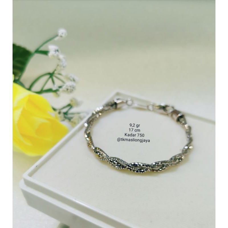 Gelang Coker Emas Putih Model Kepang Kadar 750 /17K