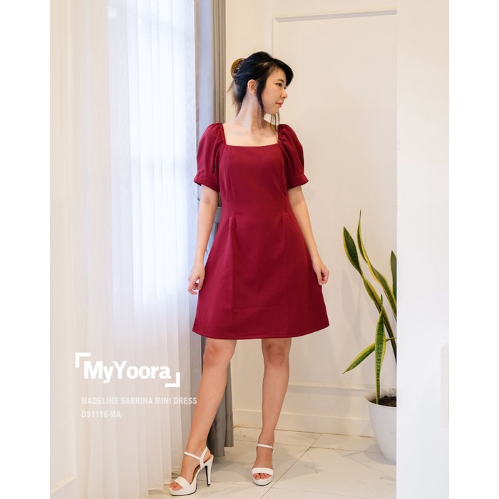 [MyYoora] Madeline Sabrina Mini Dress Baju Wanita DS1116 - Maroon(I7I9) dress kerah termurah jumbo T