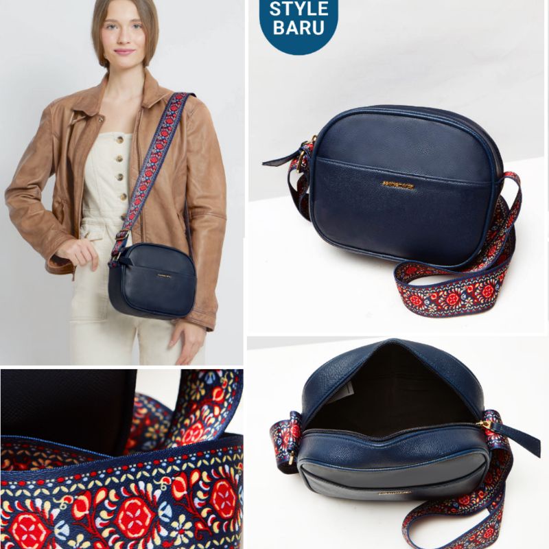 Tas selempang navy biru Sophie Martin Paris herinn t7785n