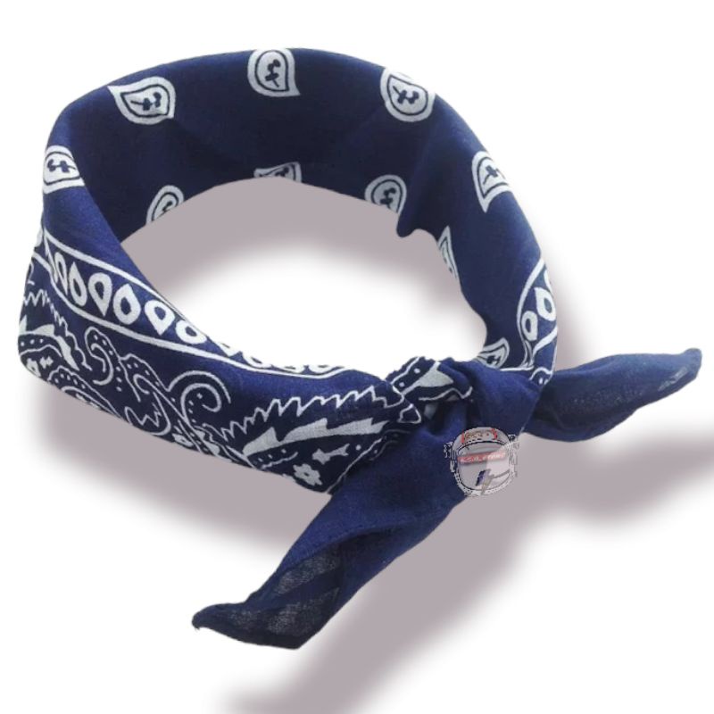 SLAYER KATUN MOTIF BATIK RETRO NAVY / SLAYER MASKER KAIN BATIK BANDANA MULTIFUNGSI SEGI EMPAT