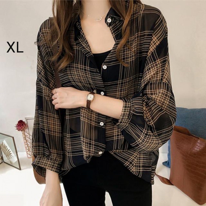 MF KEMEJA KOTAK GUILEN XL/XXL Baju Pakaian Atasan Wanita Perempuan Cewek Dewasa Remaja Abg terbaru 2022 kekinian-3