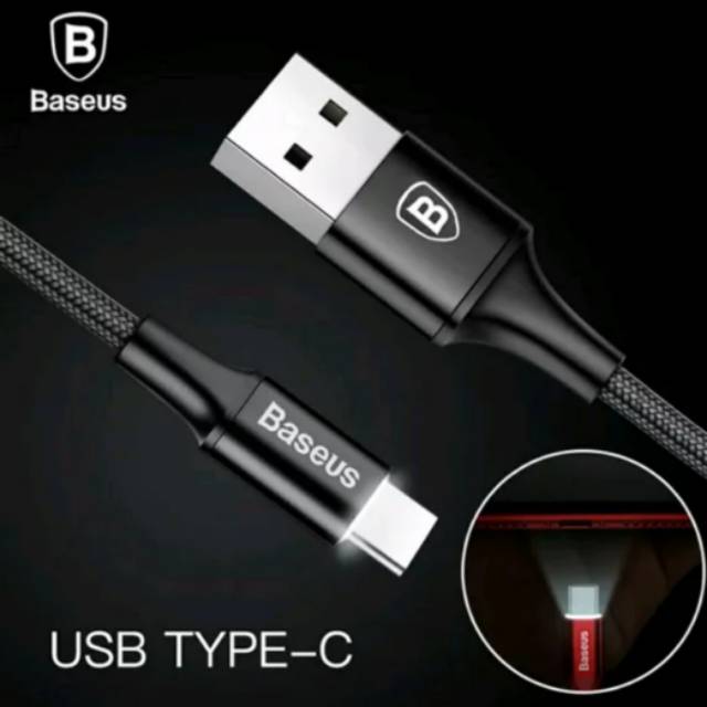 baseus kabel data type C led fast charging 25 cm