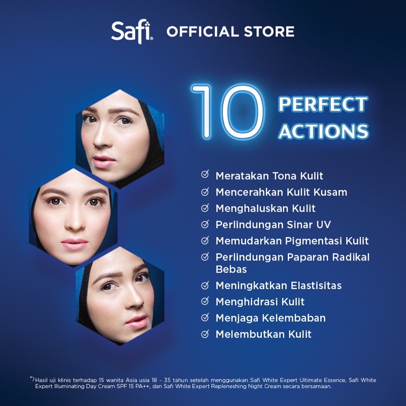 SAFI White Expert Series Indonesia / Cleanser Toner Essence Serum Cream Sunscreen Shampoo Hair Eye