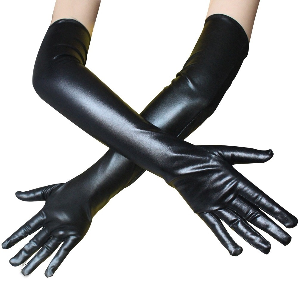 ◆Harajuku Style Punk Dark Lolita Lolita Gothic Sexy Patent Leather Gloves Long Cosplay Matte