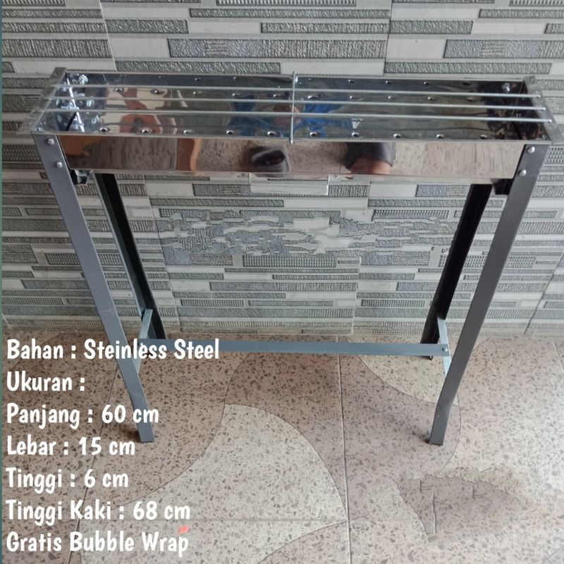 Bakaran arang panggangan sate stainless kaki model panjang kecil