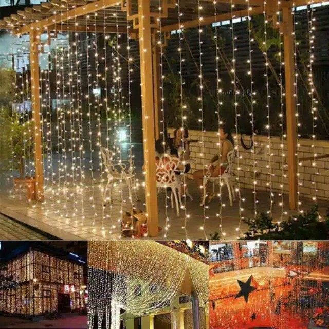 [PROMO!!] Lampu Natal Tirai Panjang  3x3 meter LED Tumblr Light Tirai Waterfall| LED Long Curtain Light