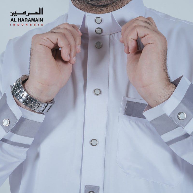 GAMIS HARAMAIN KERAH KEMEJA KOMBINASI LENGAN MANSET JUBAH AL-HARAMAIN ORIGINAL
