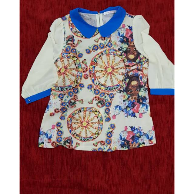 Preloved blouse sifon motif