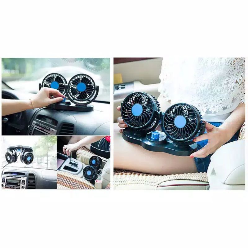 READY Kipas Angin Mobil Double Headed Fan / Kipas Angin Mobil 12Volt ORIGINAL