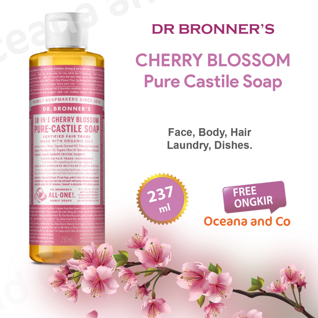 Dr Bronner's Cherry Blossom Pure Castile Liquid Soap 237 ml