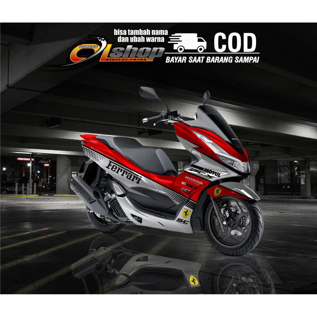 Sticker decal full body Honda PCX merah abu