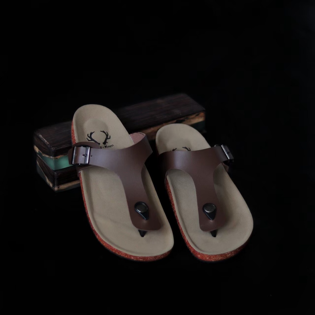 Sandal pria casual sendal jepit gesper sandal kulit sol puyuh kekinian model birken