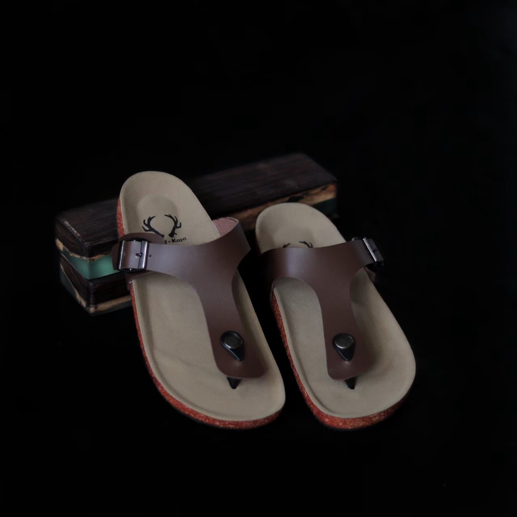 Sandal pria casual sendal jepit gesper sandal kulit sol puyuh kekinian model birken