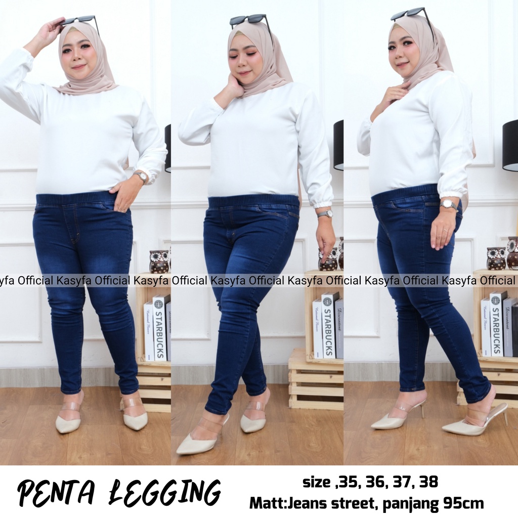 JEGGING JEANS JUMBO WANITA // PENTA LEGGING JEANS FULL KARET BIG SIZE