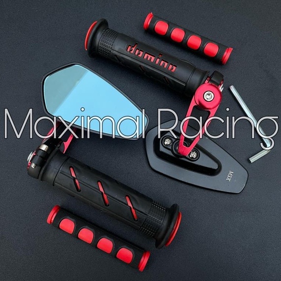 Paket 3in1 Spion Jalu Oval Plus Handgrip Domino Plus Karet Handle Universal ALL Motor