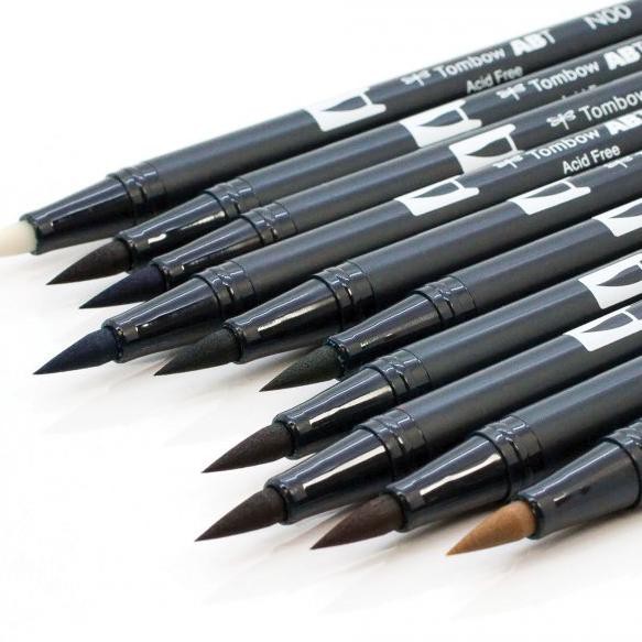 

[J32695< TOMBOW ABT DUAL BRUSH PEN (SHADES OF GREY, BLACK & COLORLESS BLENDER)