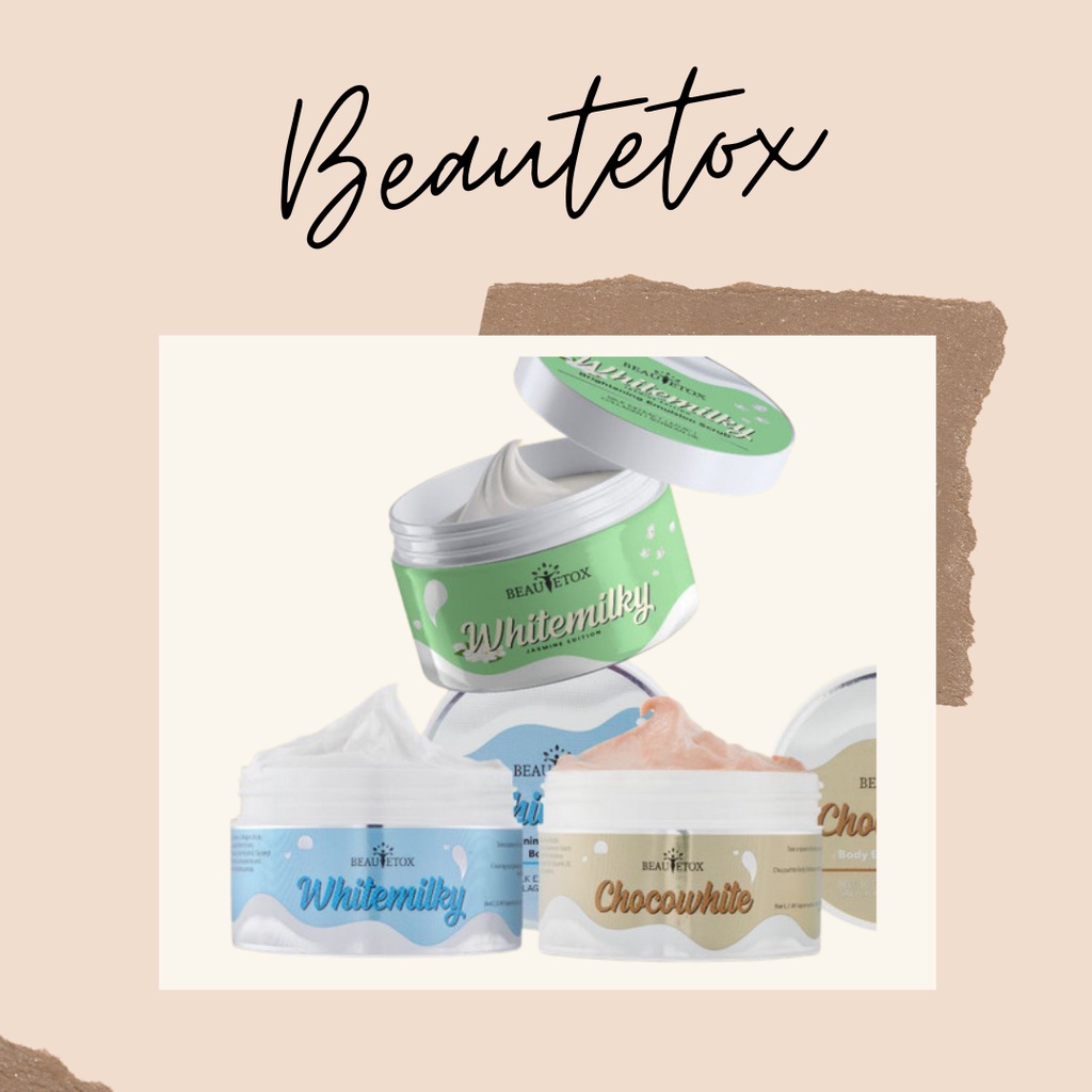 Jual Beautetox Whitemilky and Jasmine Brightening Collagen Serum Body Scrub Shopee Indonesia