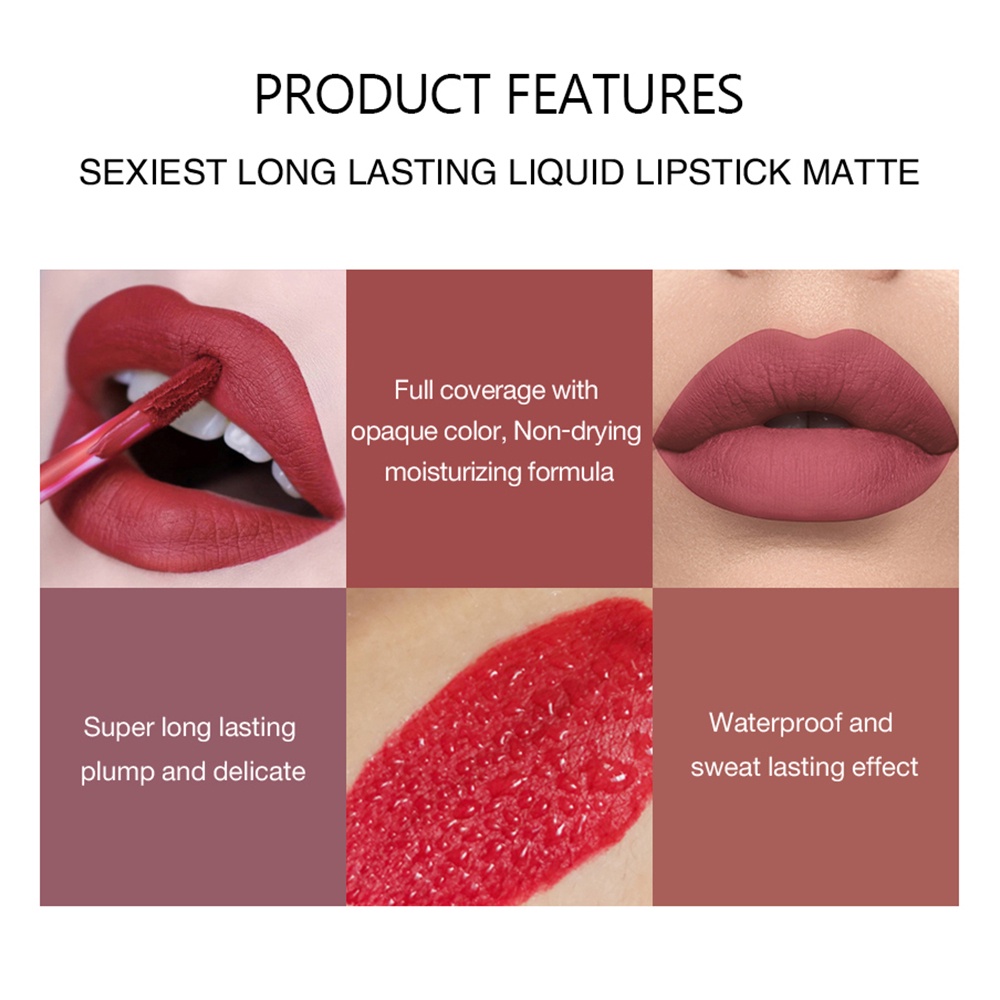 【asli】Allphv-Matte Liquid Lipstick 12 Colors Shine Natural Moisturizer Waterproof Non Fade Lipmatte