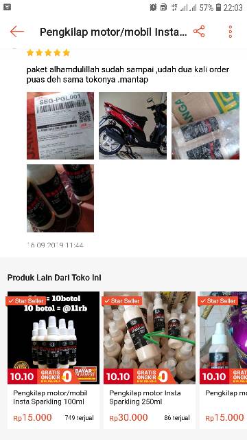 Werkudhoro Insta Sparkling 100ml / Pengkilap motor, mobil / Daun talas