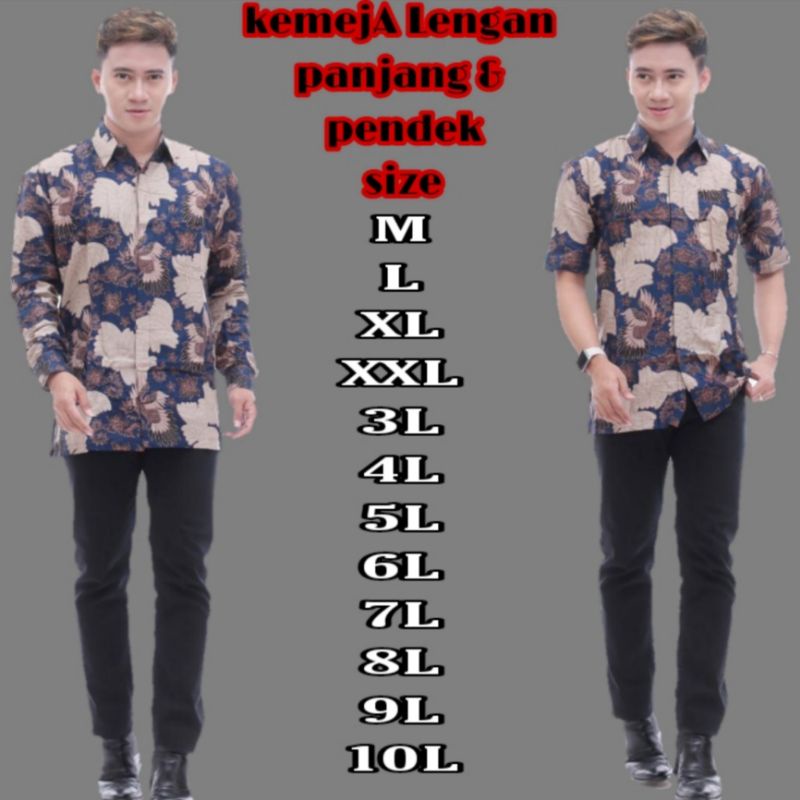 KEMEJA BATIK PRIA LENGAN PENDEK BIG SIZE JUMBO M.L.XL.XXL.3XL.4XL.5XL.6XL.7XL.8XL.10XL