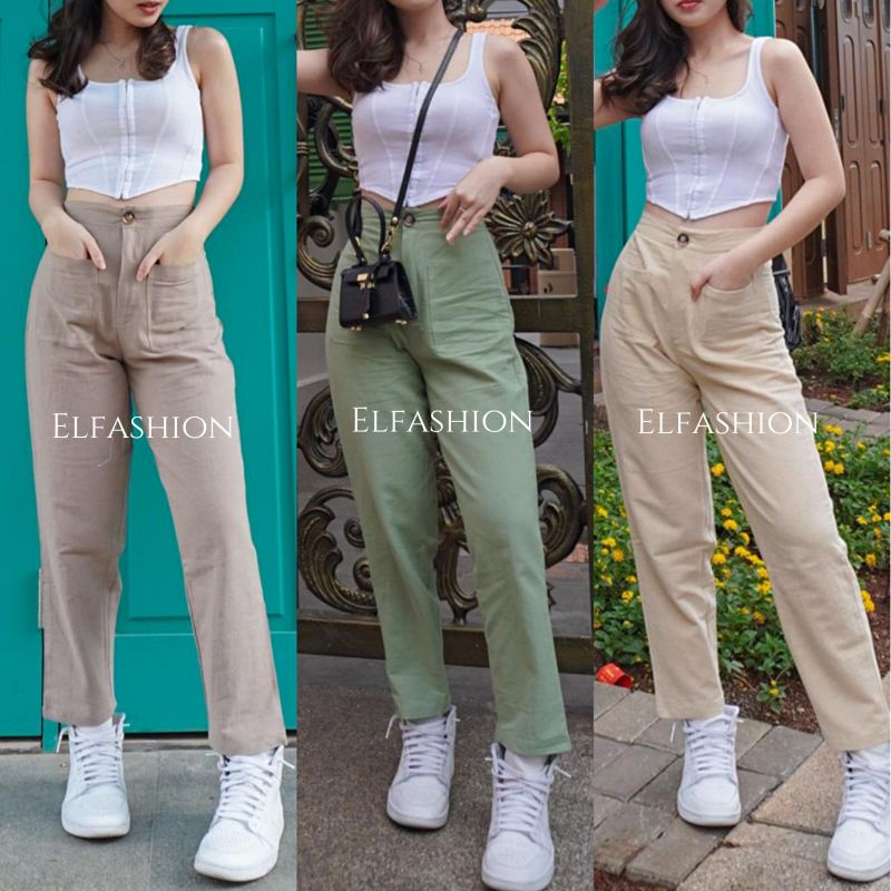 Celana Wanita Pants Kantong | Celana Pants Wanita Terbaru