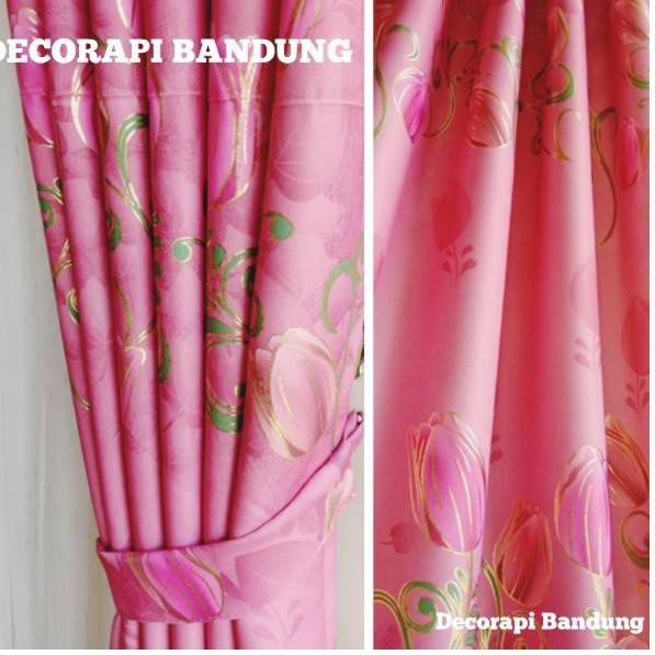 Bagus Banget.. GORDEN BLACKOUT IMPORT MOTIF BUNGA TULIF TERBARU PINK.HIJAU.ABU.COKLAT DEKORASI TIRAI