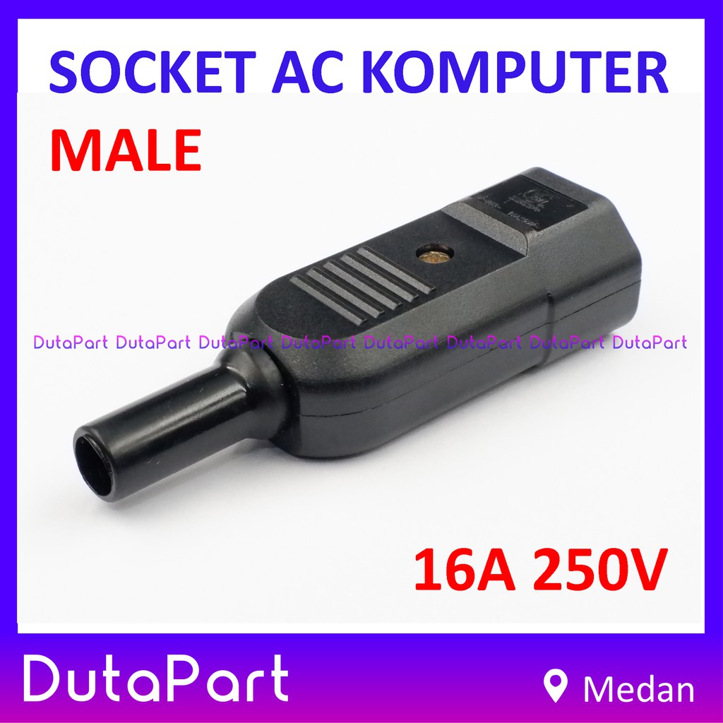 Socket AC MALE Komputer PC CPU Colokkan Jack JANTAN Power 16A 250VAC