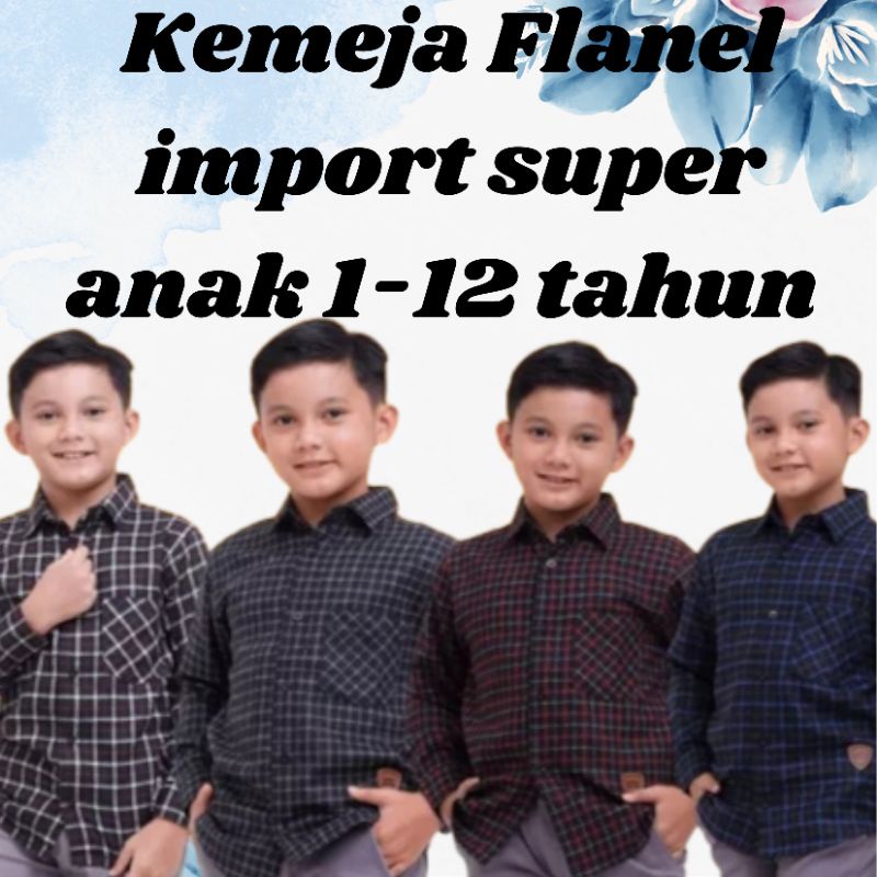 KEMEJA FLANEL IMPORT ANAK USIA 1-12 TAHUN