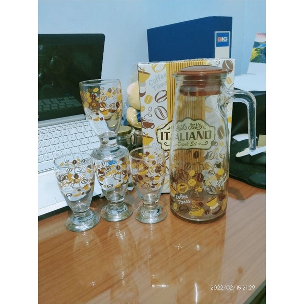 Drink Set ITALIANO Coffee time SJI-1300C SL 5pc pitcer set gelas kopi