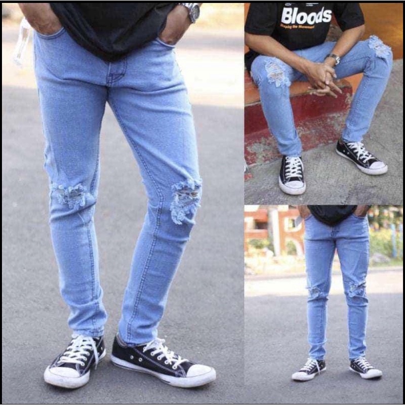 celana panjang sobek dengkul pria slimfit skinny stretch mulur original brand distro termurah  COD