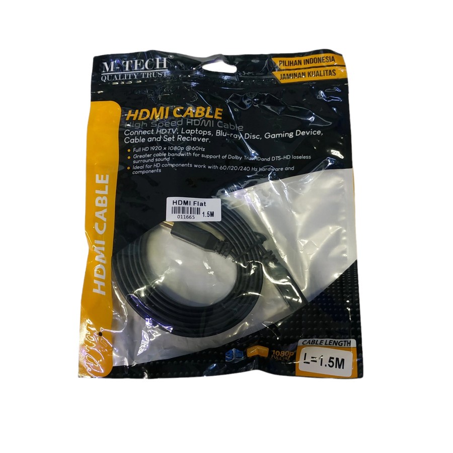 M-Tech Kabel HDMI 1.5M Flat