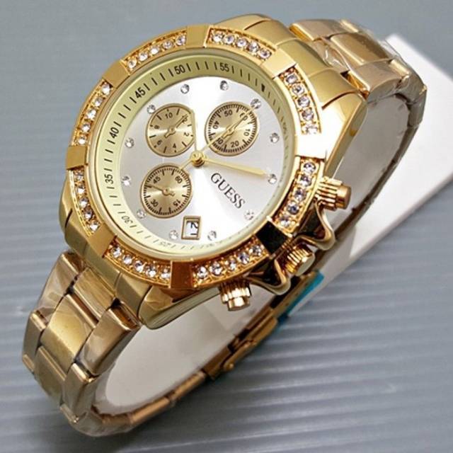 Jam Tangan Wanita Guess Diamond Rantai Chrono Variasi