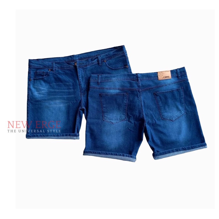 Celana jeans pendek melar pria jumbo premium big size 30 - 48