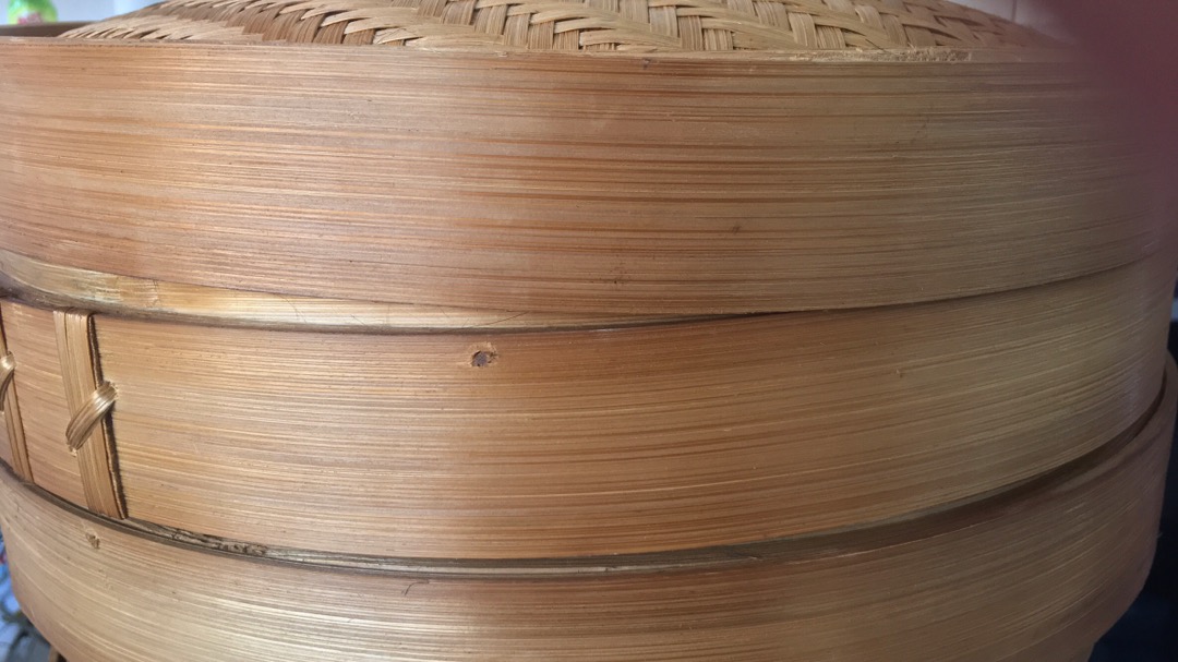 Streamer Klakat Bambu Dimsum 35cm | Kukusan Bambu - 2 Wadah + 1 Tutup