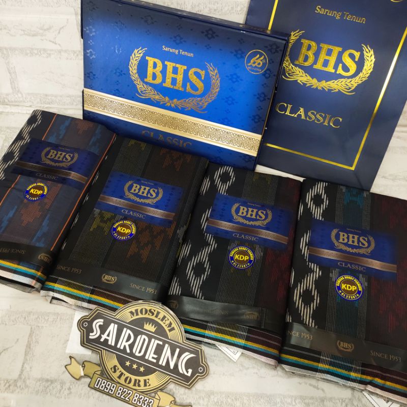 Sarung Tenun BHS Classic Gold KDP Kawung Dobby Permata Spesial Hitam