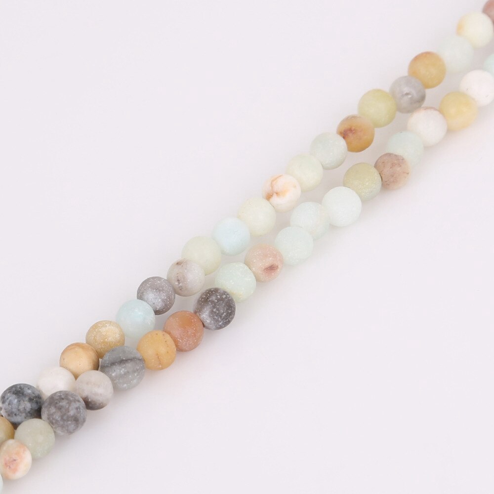 Untaian Manikmanik Batu Amazonite Agata Bulat Warna Warni Matte Ukuran 4 6 8 10 12mm