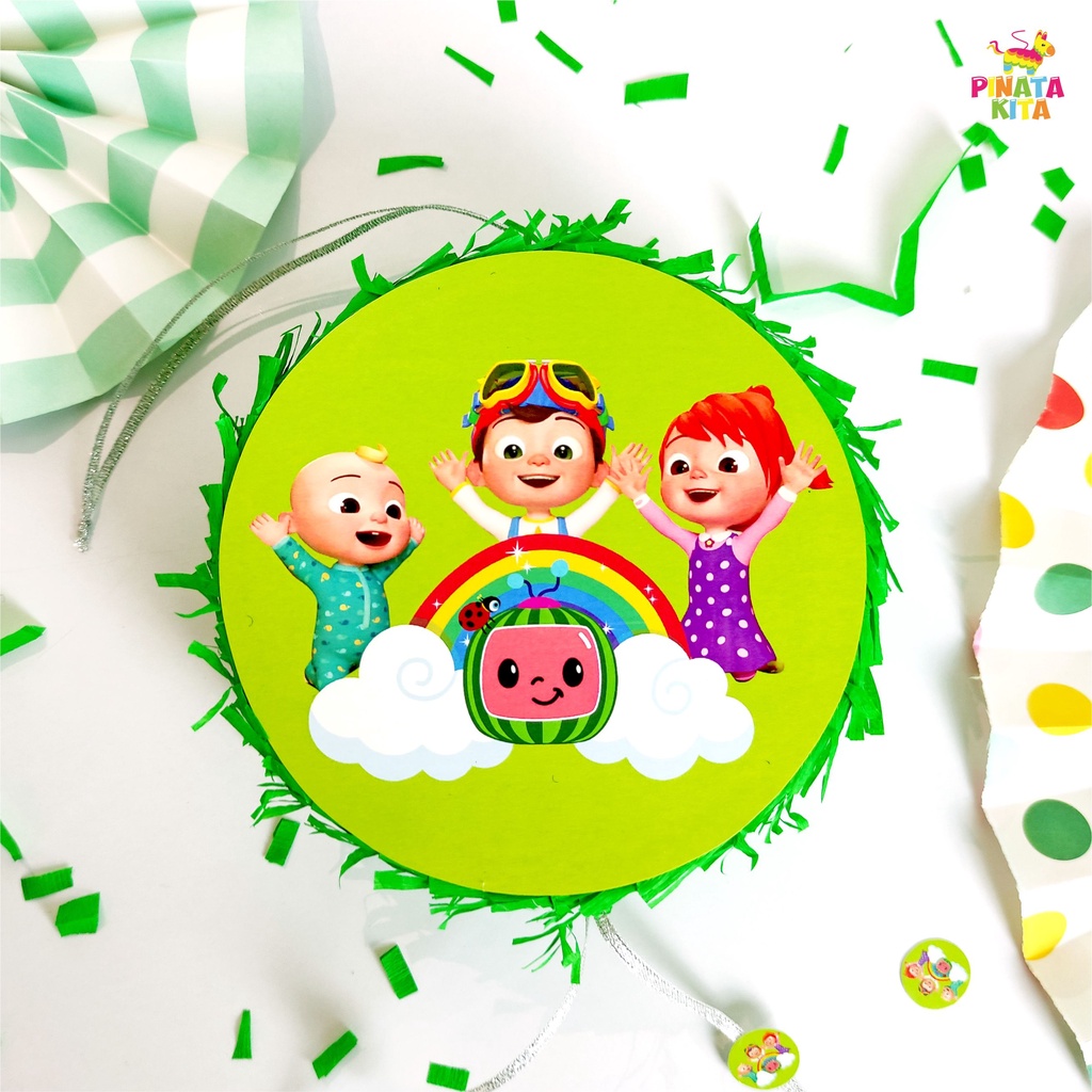 pinata kecil cocomelon / pinata mini cocomelon / pinata bulat cocomelon / pinata tarik cocomelon / p