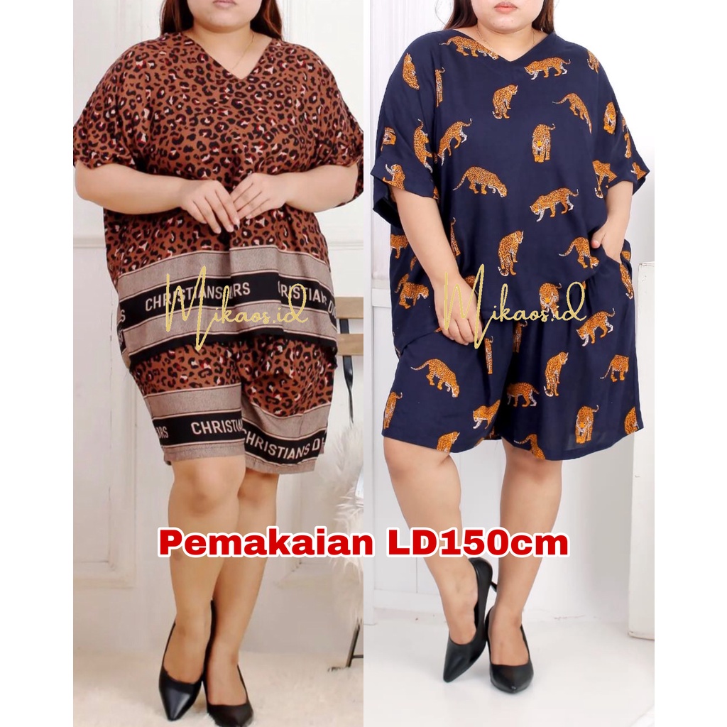 Piyama  rayon jumbo LD130 LD150 / baju tidur wanita jumbo LD150cm / Piyama mega jumbo LD150cm / piyama rayon super jumbo muat bb 100kg