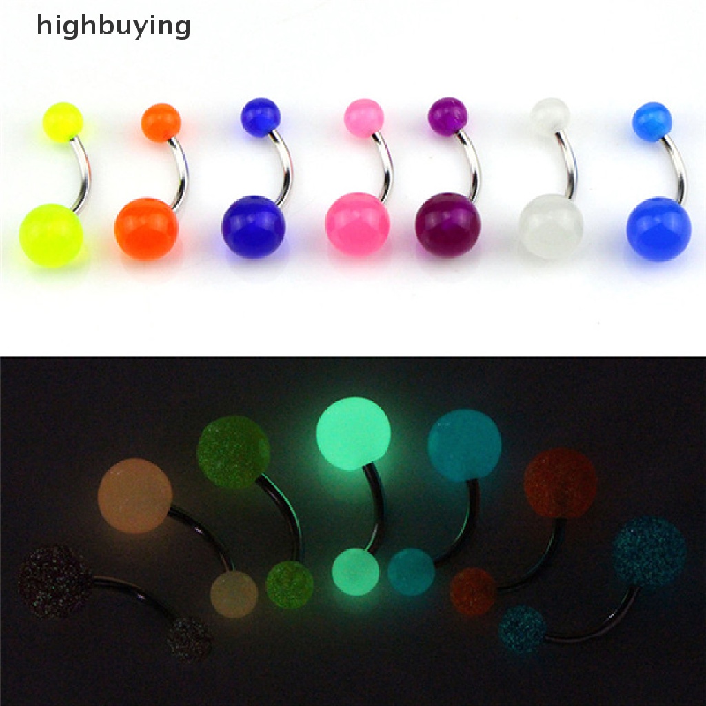 Hbid 7PCS / Set Anting Tindik Perut / Pusar Glow In The Dark Untuk Wanita