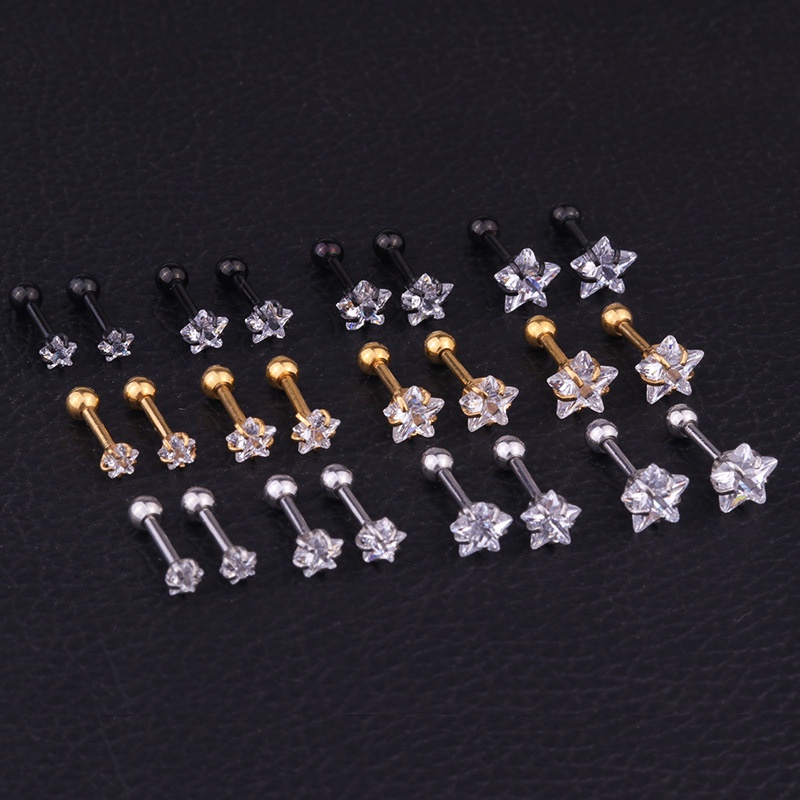 1 Pcs European American Style Prevent Allergy Stainless Steel Star Shape Women Earring