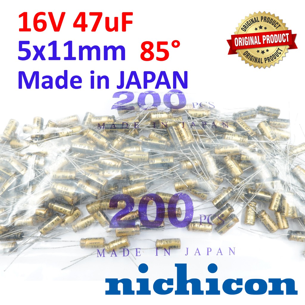 16V 47uF ORIGINAL NICHICON GOLD JAPAN Kapasitor Capasitor Elko Elco