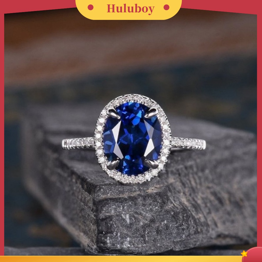 Hu Hu Hu Hu Hu Alat Bantu Pasang Kacamata♡ Cincin Wanita Hias Cubic Zirconia Bentuk Oval Untuk Pernikahanpertunangan