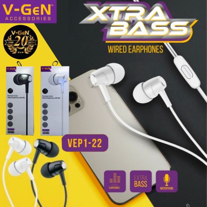 GROSIR HANDSFREE VGEN VEP1-22 ORIGINAL EXTRA BASS EARPHONE