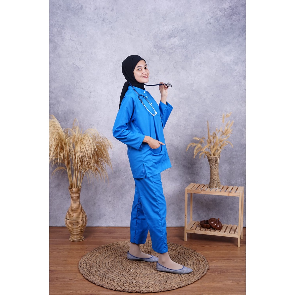 Baju OK OKA Kancing Lengan Panjang | Medical Scrub Perawat Dokter Petugas Medis