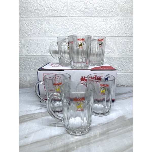 1 set isi 6 pcs Gelas Gagang Maxim 270 ml/Gelas Kopi/Gelas Jus/Gelas Kopitiam