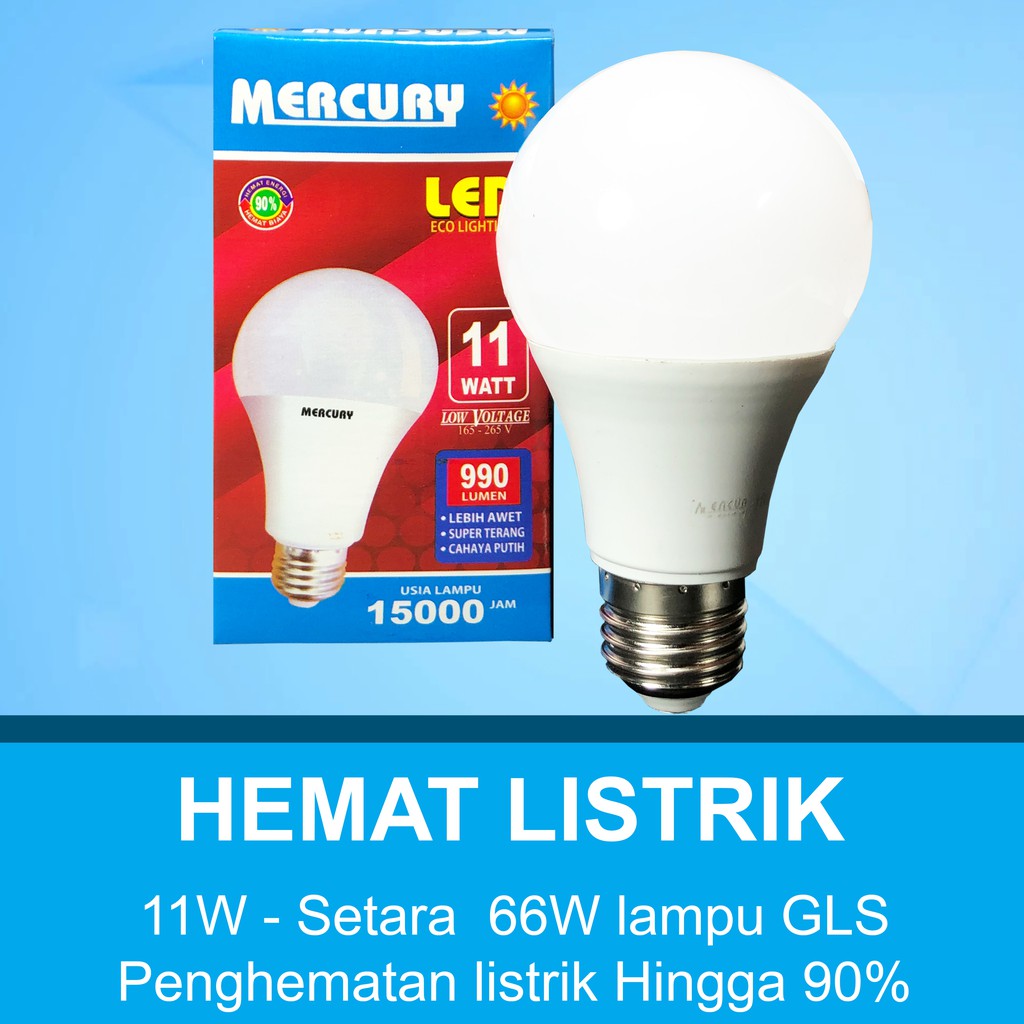 MERCURY LIGHTNING 11W Bohlam LED A Bulb Lampu LED 11 Watt 11 W GARANSI 3 THN ORIGINAL