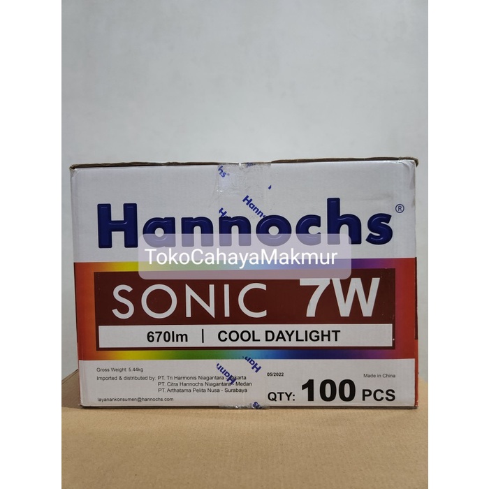 Lampu Bohlam LED Sonic 7w 7watt Hannochs Cahaya Putih 1 DUS 100Pcs