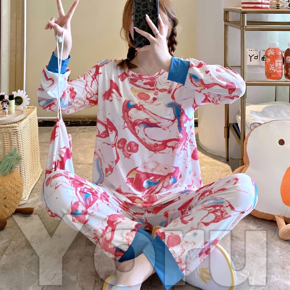 Pamelo Pajamas Tie Dye Daster Tie Dye Baju Tidur Tie dye Fashion Wanita TieDye Setelan Tiedye